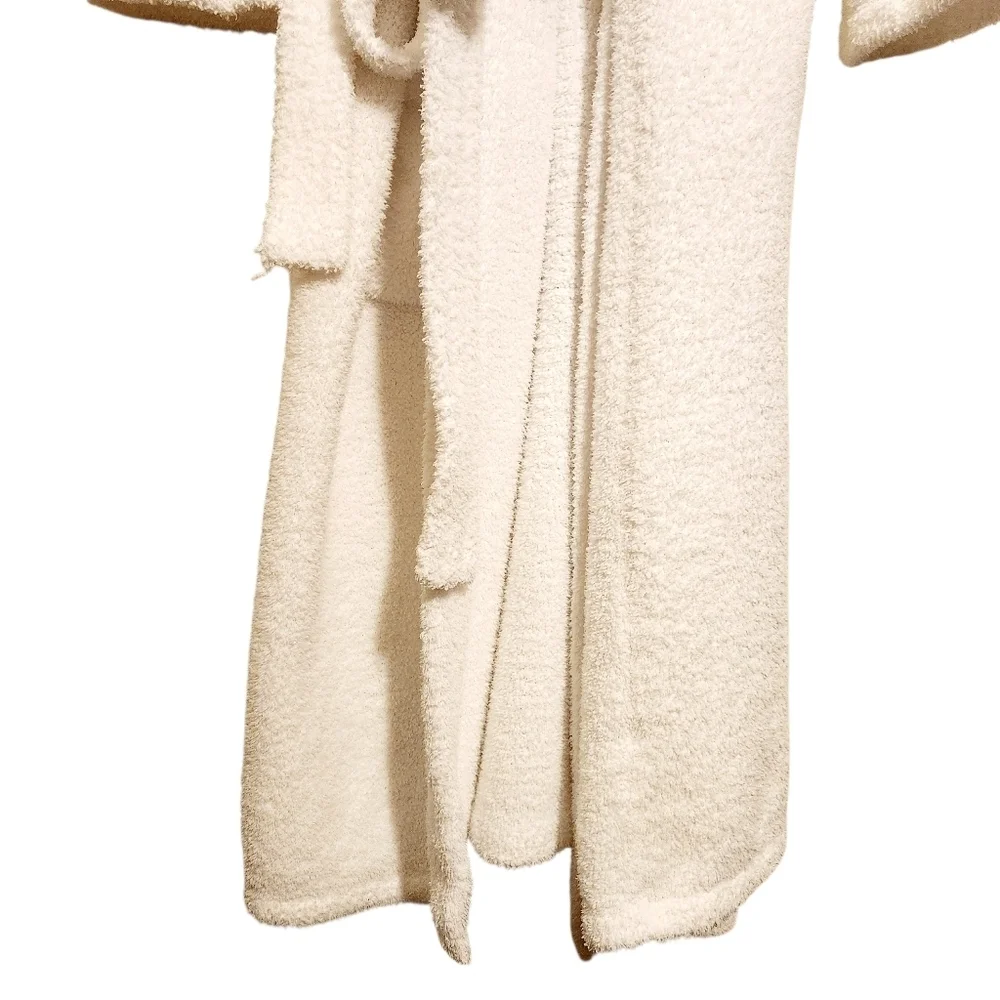 Barefoot Dreams | Women's White CozyChic® Ribbed Hooded Robe (Size 2/Medium)